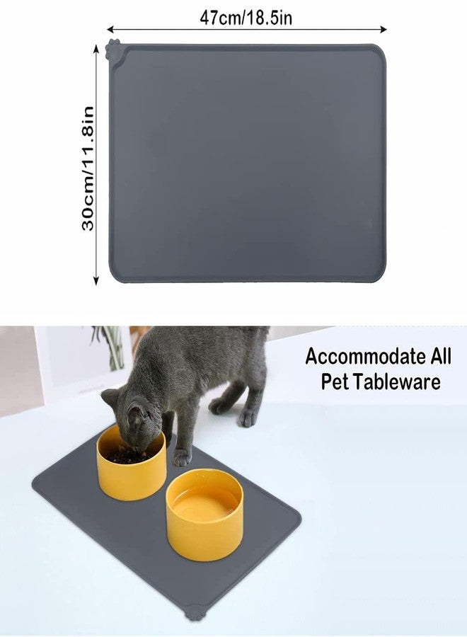 Chavda Pet Silicone Bowl Mat, 18.5" x 11.5", Grey, Non-Stick, Non-Slip, Easy Clean - Image 2